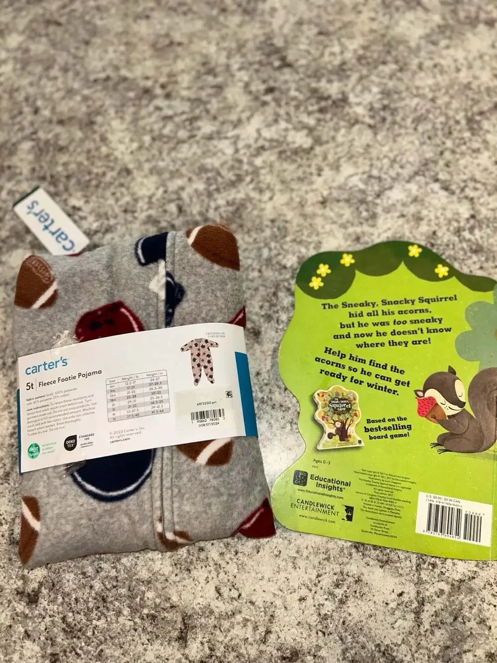 Carter's Boys 5T Football Print Fleece Footie Pajama and The Sneaky book